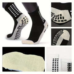 4 Pairs Men's Sports Grip Socks with Grip Pads