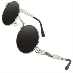 Retro Steampunk Round Metal Polarized Sunglasses