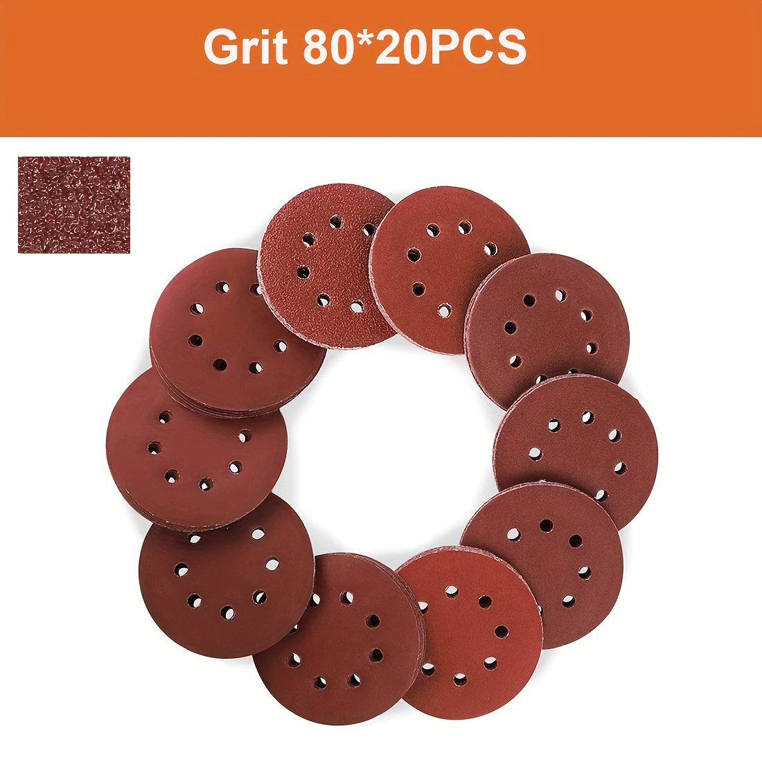20pcs 5" 8 Hole Sanding Discs Set with 10 Grades for Random Orbital Sander