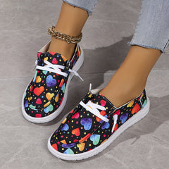Colorful Love Heart Pattern Slip On Shoes for Women