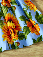 Toddler Girls Sunflower Surplice Neck Cami Dress Party Beach Vacation