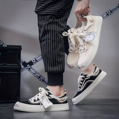 Men's Distressed Lace Up Canvas Sneakers Casual Outdoor Walking Shoes