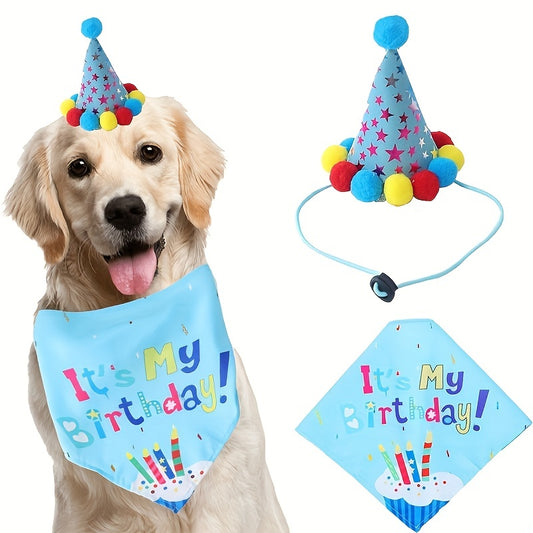 Dog Birthday Bandana & Hat Set - Pet Party Supplies