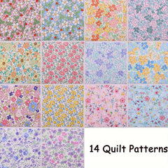 Pastoral Style Floral 42pcs Fabric Squares 5x5 Inches for Quilting and Crafts