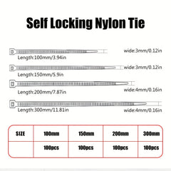 100pcs 50lbs Tensile Strength Cable Zip Ties