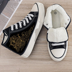 Golden Dragon Plush Lined Thermal Canvas Sneakers