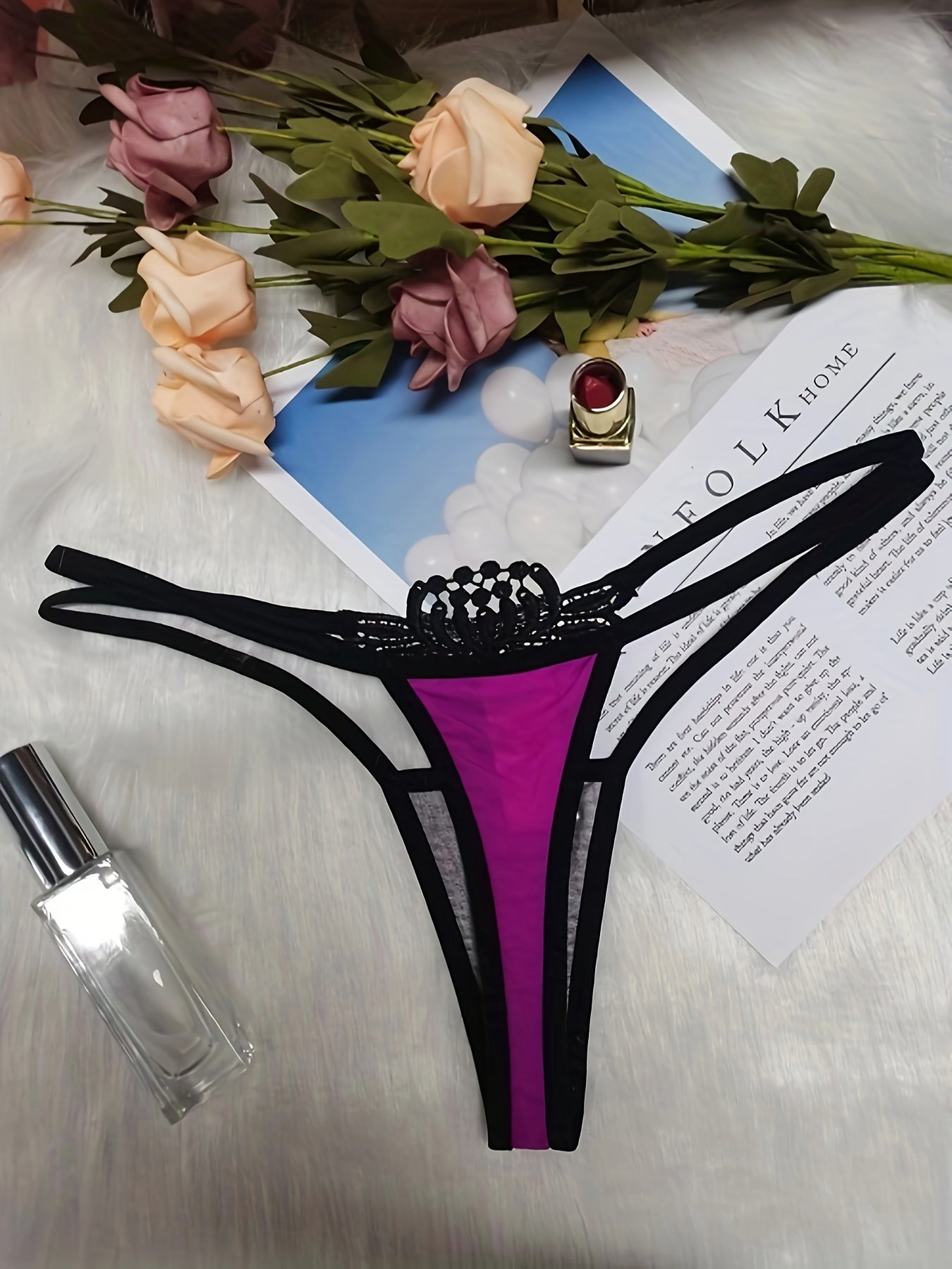 Floral Embroidery Thongs Low Waist Panties