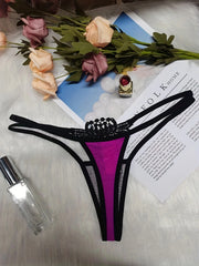 Floral Embroidery Thongs Low Waist Panties