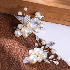 Faux Pearl Leaves Shoes Clip Shoe Buckle Rhinestone Wedding Party Brooch Charms