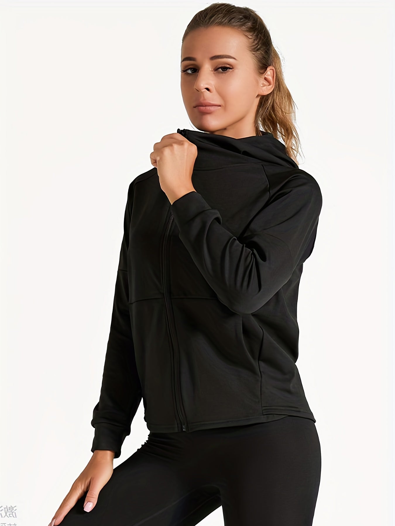 Outdoor Sports Long Sleeve Yoga Tops Quick Drying Gym Hooded Zipper Cardigan