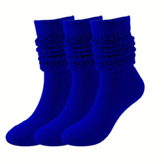 3 Pairs Casual Mid Calf Socks Warm Breathable Thick