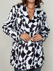 Geometric Print Double Breast Button Blazer