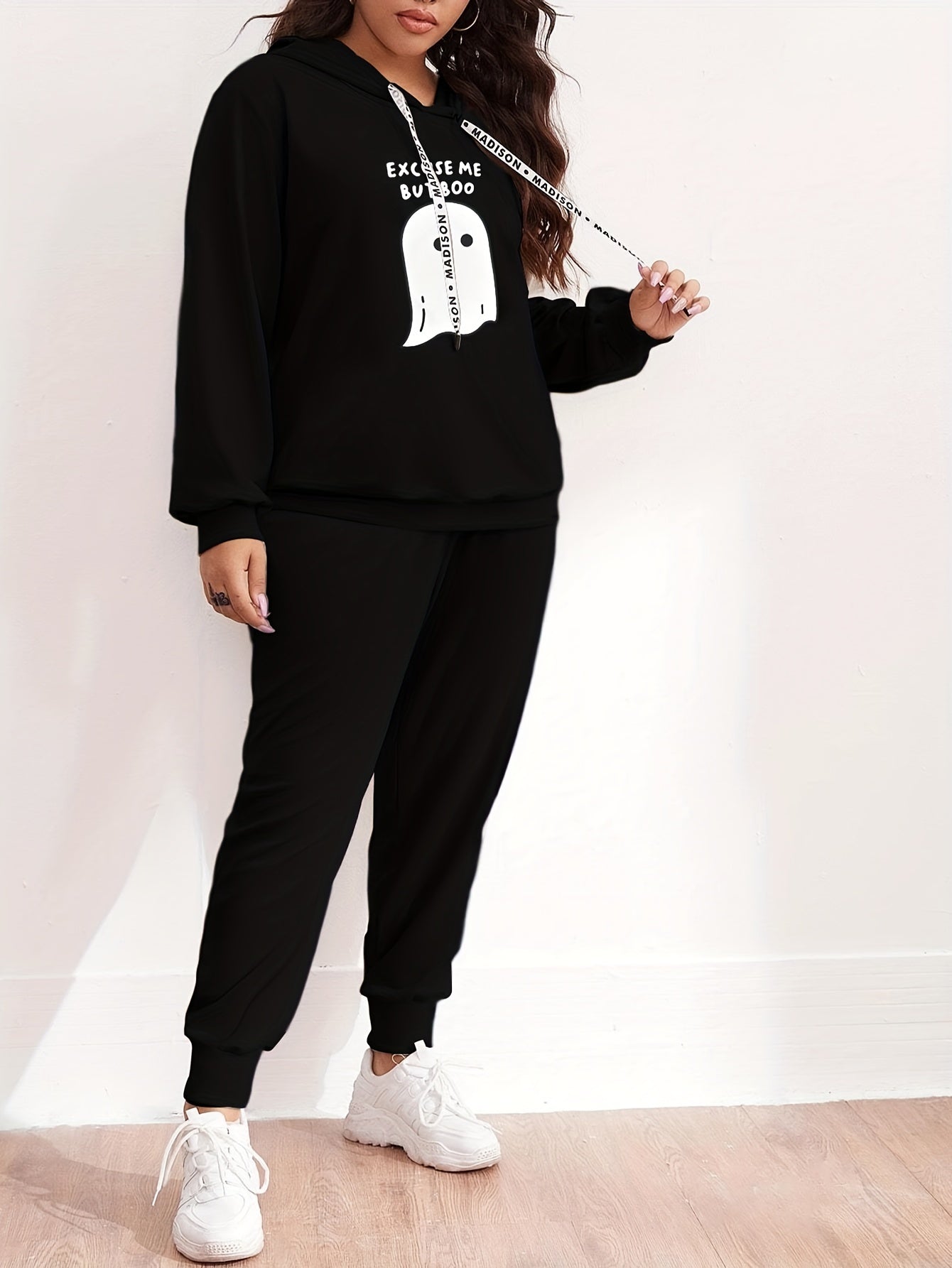 Women's Plus Ghost Hoodie & Jogger Pants Two Piece Set