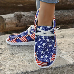Women's Star Print Canvas Shoes Lightweight Lace Up Outdoor Shoes