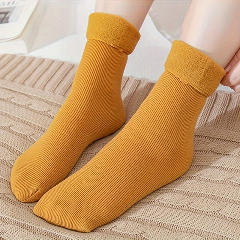 Plush Lined Socks Cozy & Warm Mid Tube Women's Stockings Hosiery