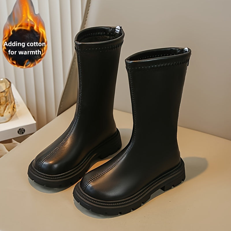 JIAGEYA Girl's High Top Warm Plush Boots Non Slip Shoes
