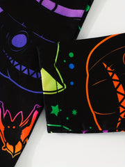 Girls Halloween 2pcs Pajamas Set Pumpkin Bats Print Long Sleeve