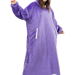 Women's Plus Size Fleece Hooded Lounge Robe with Pockets