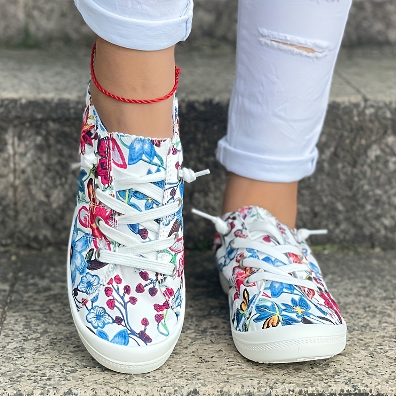 Colorful Floral Pattern Flat Shoes Women's Shallow Mouth Casual Shoes