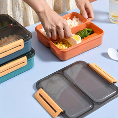 Practical Portable Red Lunch Box With Spoon For Teenagers And Workers