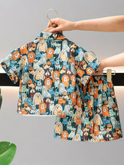 2pcs Boys Funny Dog Graphic Shirt&Shorts Set Summer Kids Clothing