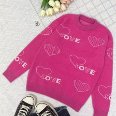 Girls Graphic Fleece Long Sleeve Pullover Sweater