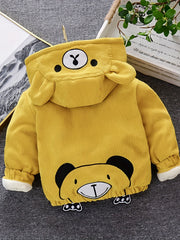 Kids Winter Thick Bear Coat Baby Corduroy Hooded Jacket