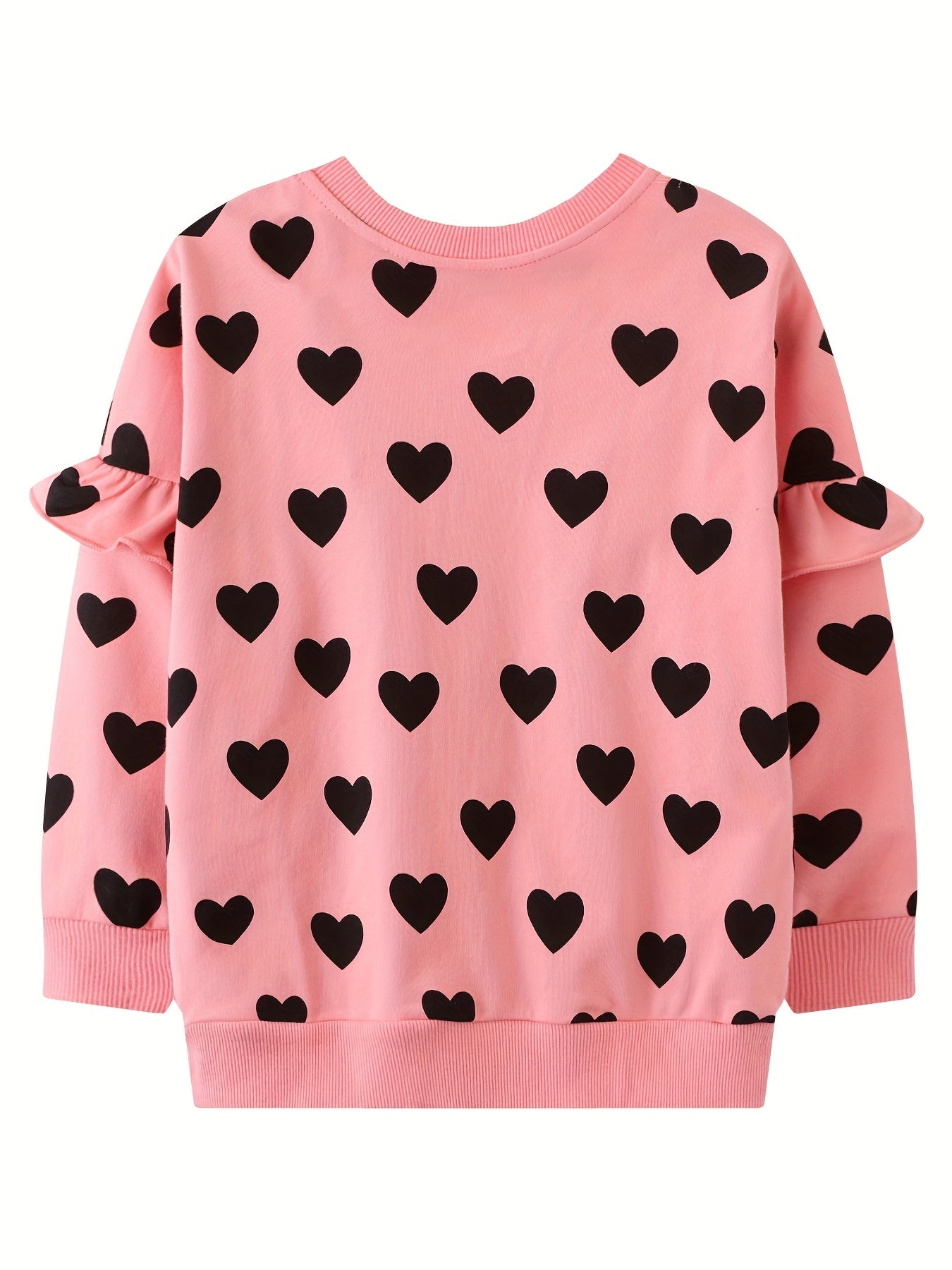 Hearts Pattern Toddler Girls Sweatshirt Crewneck Pullover For 2-8 Years