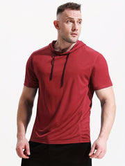 Men's Athletic Quick Dry Hooded T shirt Breathable Top