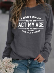 Letter Print Sweatshirt Crew Neck Long Sleeve Casual Women's Clothing