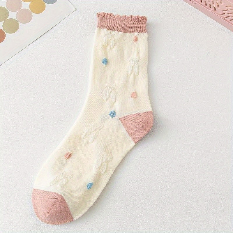 Strawberry Embroidery Ruffle Socks Women's Stockings