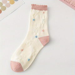 Strawberry Embroidery Ruffle Socks Women's Stockings