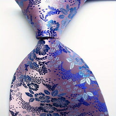 Floral Tie Men's Orange Red Necktie Set Jacquard Woven