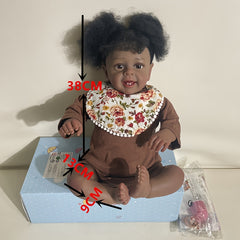 24' Reborn Toddler Yannik Dark Brown Skin Girl Doll