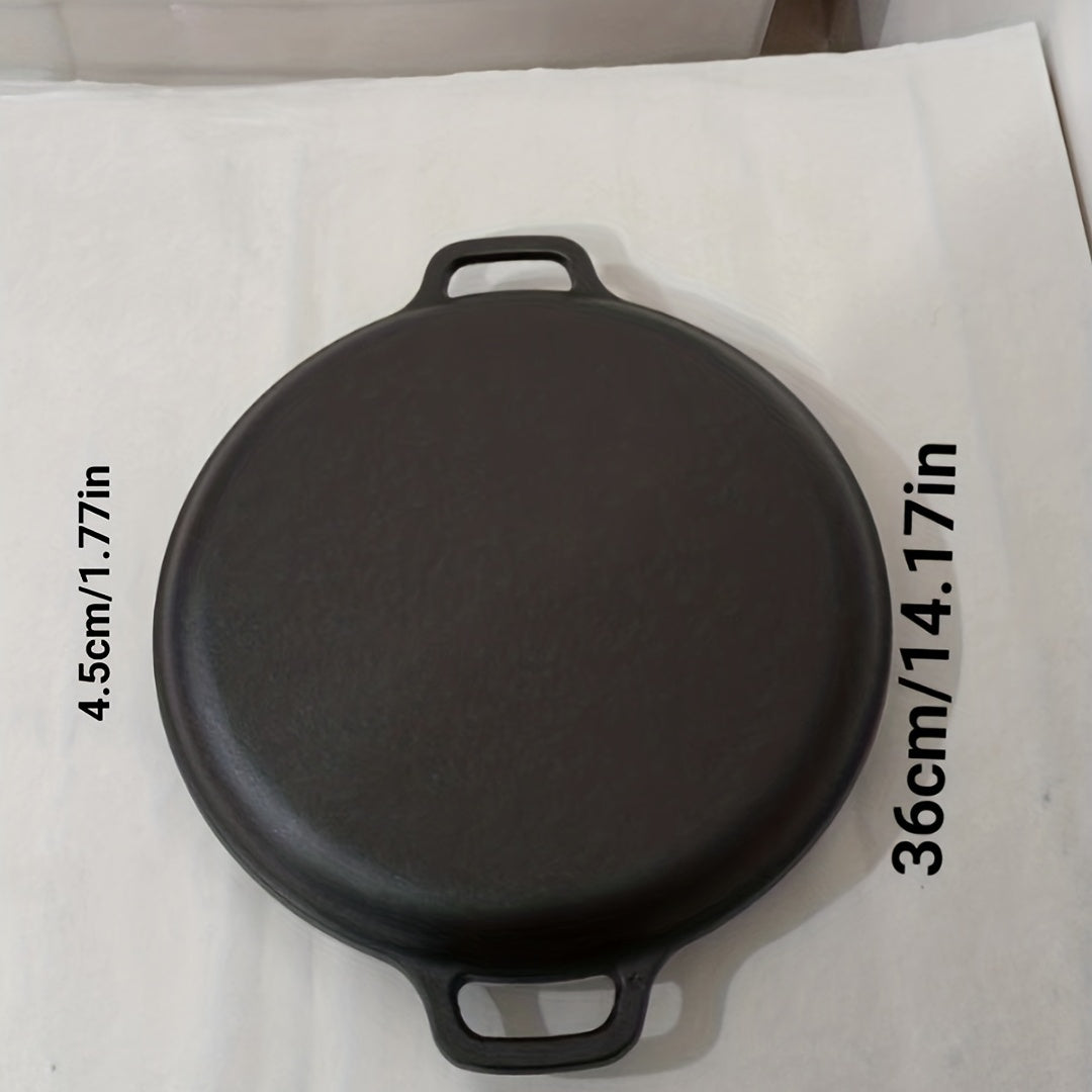 Cast Iron Pizza Pan with Lid 35 for Cooking Baking Grilling Kitchen Utensils