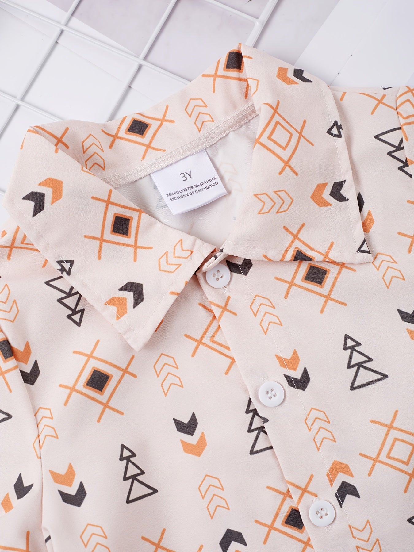 Boys Symbols Shirt Short Sleeves Button Casual Summer Kids Clothes