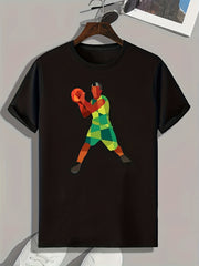 Basketball Player Pattern Print Men's Comfy Sports T shirt Graphic Tee