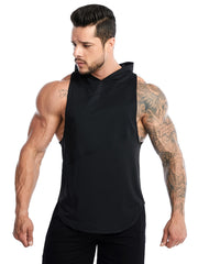 Men's Breathable Sleeveless Hooded Vest for Running Training Gym