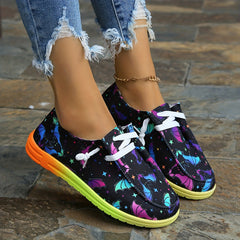 Colorful Bat Pattern Canvas Shoes for Women