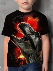 Dinosaur & Red Lightning T shirt For Kids Short Sleeve Top Boy's Clothes