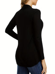 Casual Cardigan Women's Plus Solid Long Sleeve Open Front