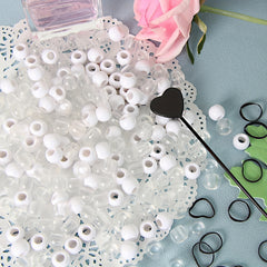 100 Beads Set + 2 Quick Beaders + 500 Mini Elastic Bands for Kids Hair Braids