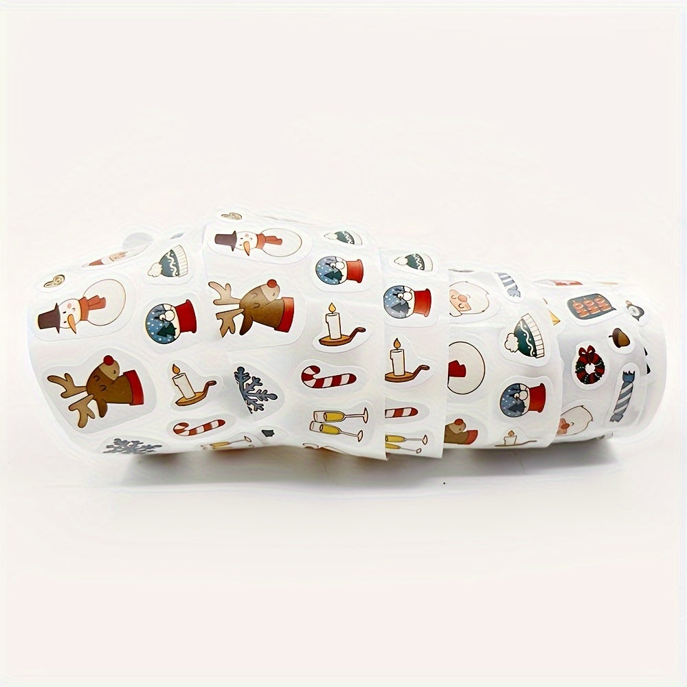 300 Christmas Gift Paper Stickers Cartoon Snowman Elk Navidad Decorations
