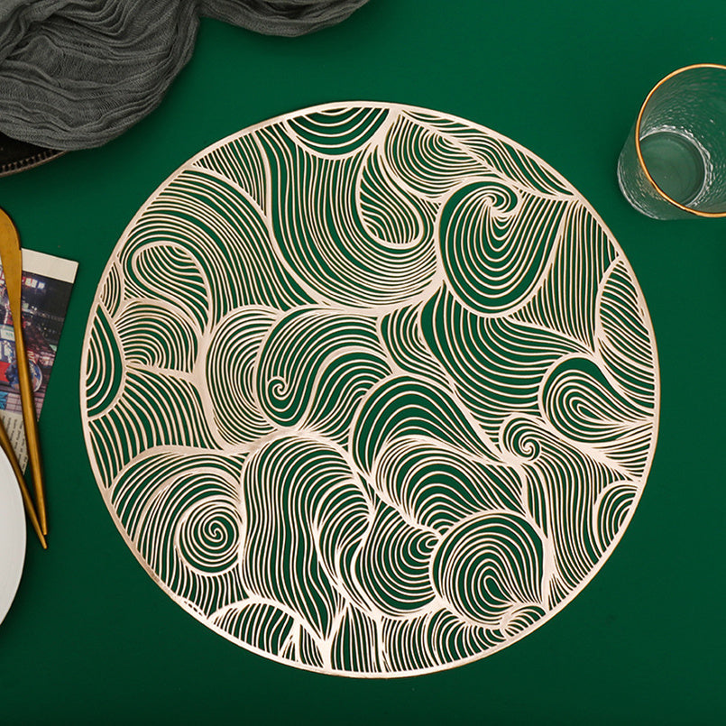 Metallic Vinyl Round Placemat for Coffee Cups and Dining Table