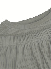 Ribbed Knit Long Sleeve Tee & Pants Outfits Set