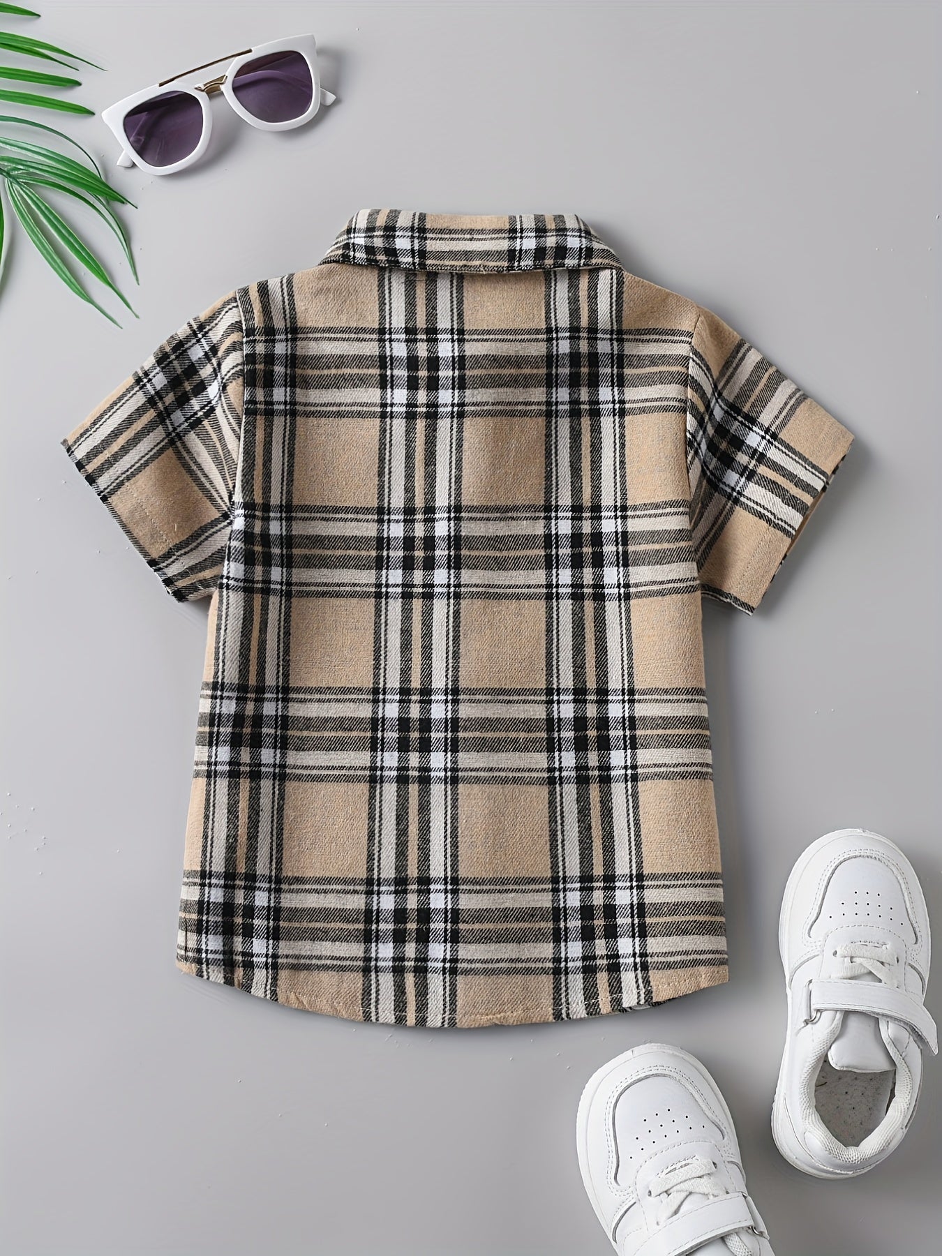 Boys Plaid Shirt & Bow Tie Set for Summer