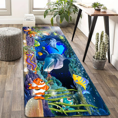 Ocean Themed Area Rug Soft Non-slip Shaggy Floor Carpet Runner