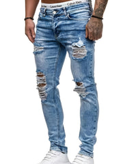 Men's Slim Fit Ripped Jeans Distressed Stretch Denim Pants