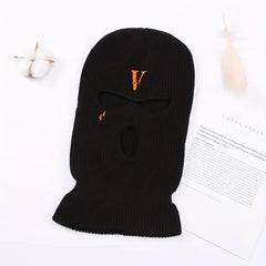 Letter V Embroidery Ski Mask Winter Balaclava Hat Neck Protection
