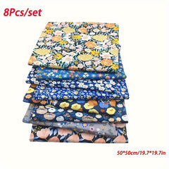 8pcs Multicolor Patchwork Fabric Cotton Sewing Quilting DIY Handcraft Material
